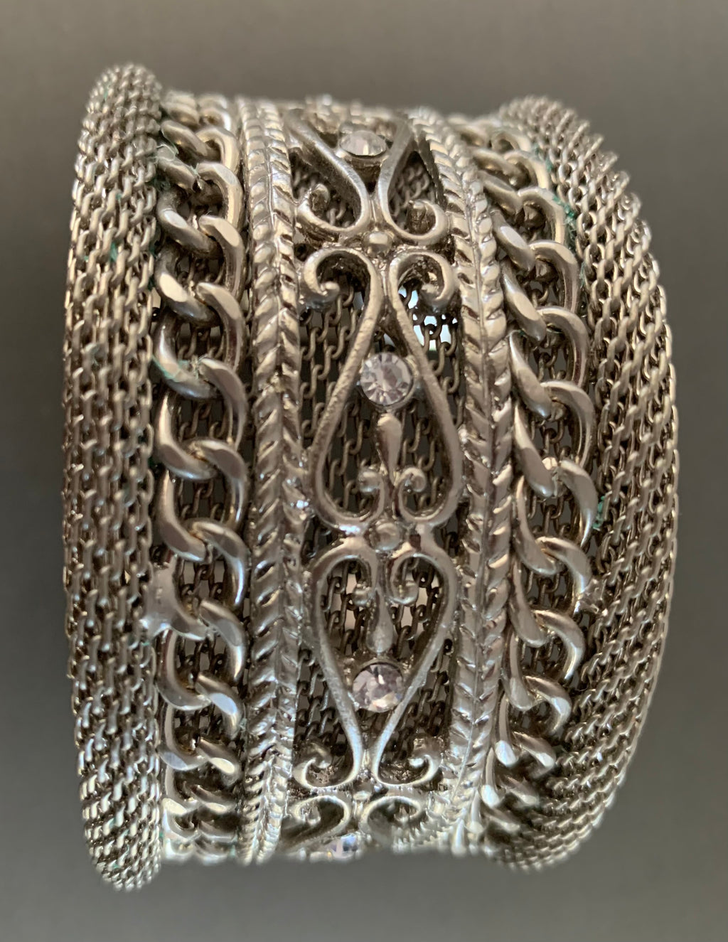 Pulsera de puño de cadena de filigrana de plata