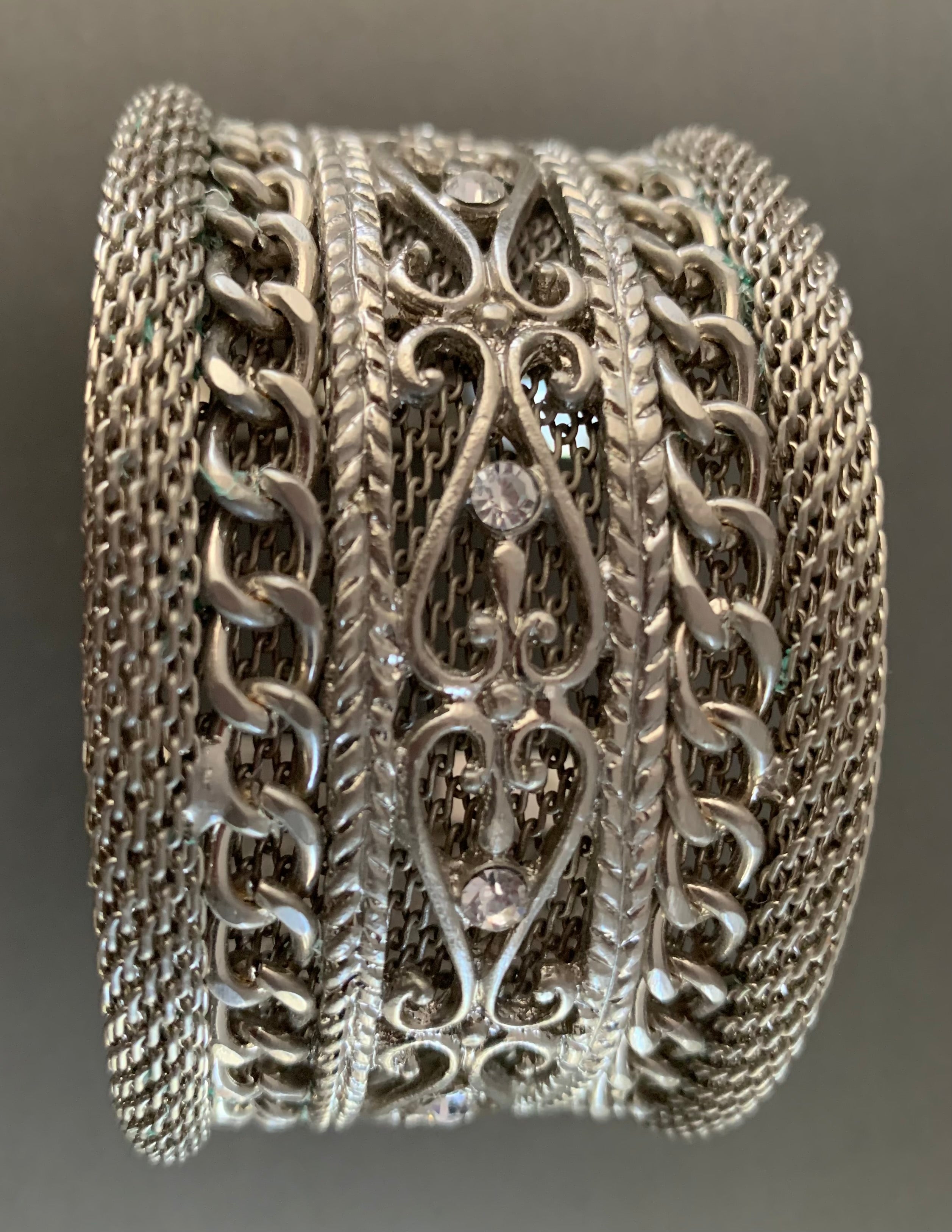 Pulsera de puño de cadena de filigrana de plata