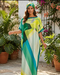 Elegante vestido largo para mujer con bufanda