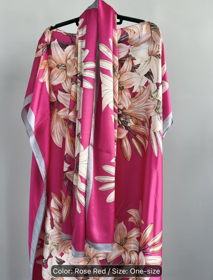 Vestido largo elegante de mujer con bufanda