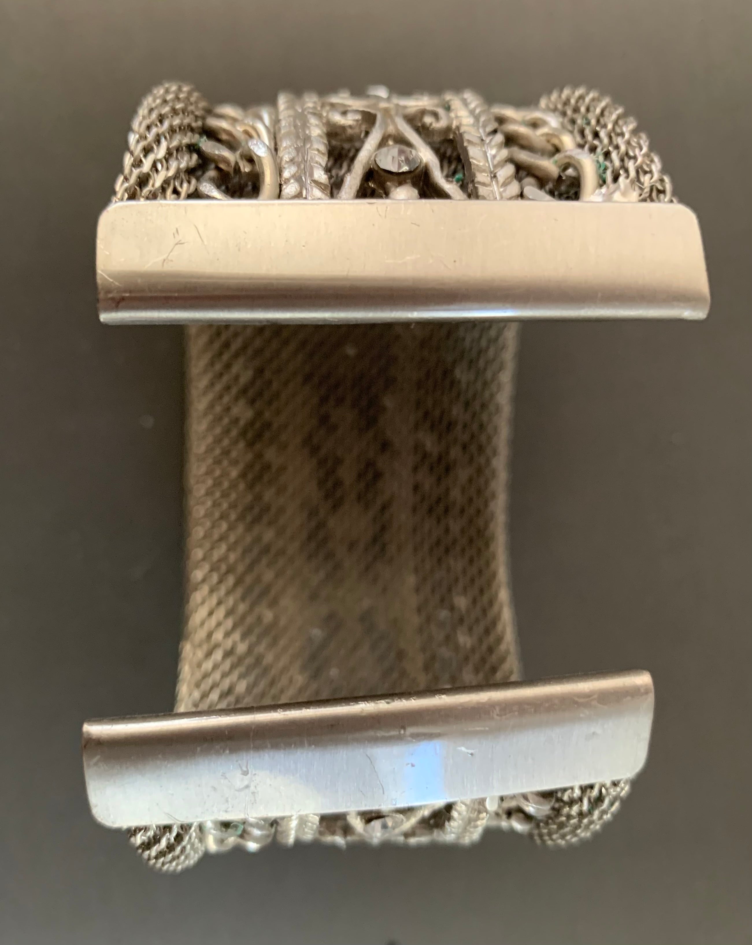 Pulsera de puño de cadena de filigrana de plata